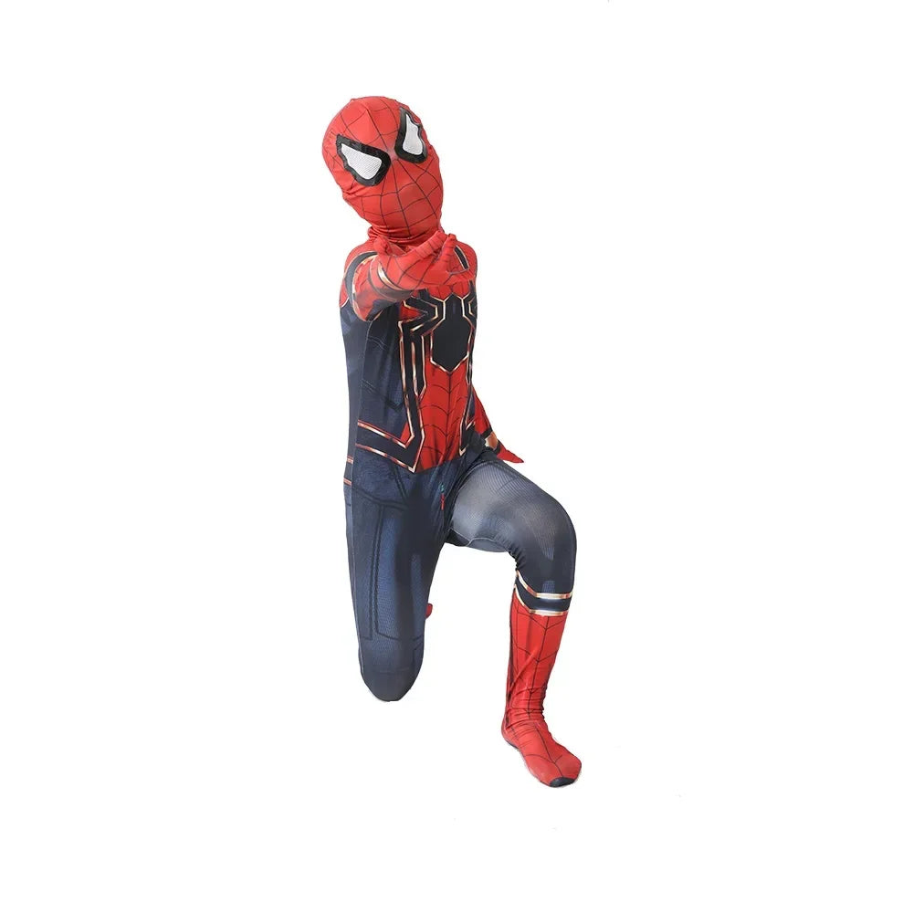 Kids Spiderman Costume Birthday Gift Party Dress Up Spiderman Classic Miles Superhero Kids Cosplay Costume Elasticity Jumpsuit