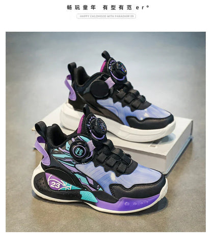Children‘s Basketball Shoes Anti-slip Basketball Trainers Kids Outdoor Cushioned Sneakers Breathable Ankle Support Athletic Shoe