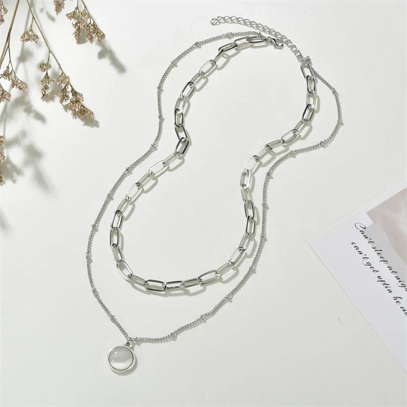 Classic Pendant Necklace for Women Micro Zircon Turkish Lucky Evil Eyes Palm Cross Pearl Multilayer Metal Chain Choker Jewelry