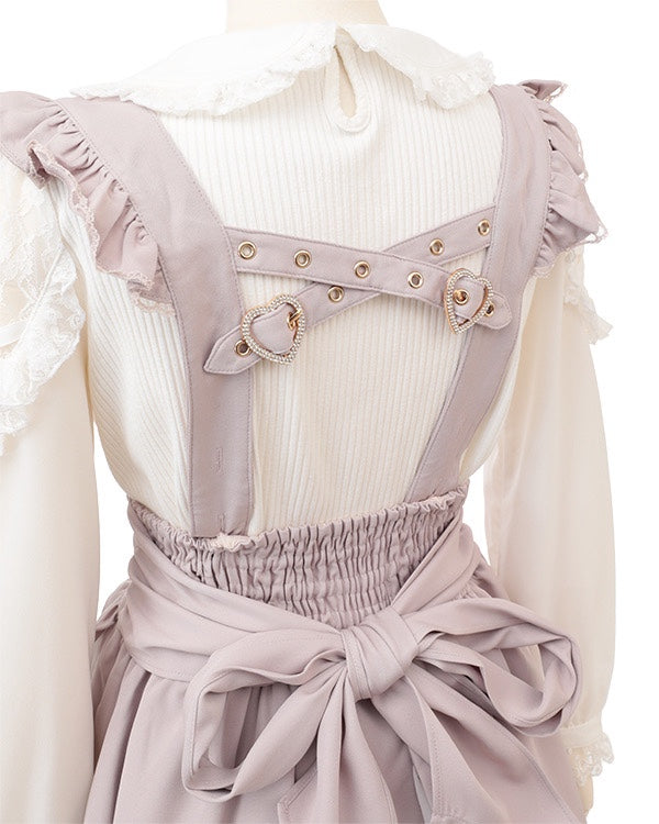 Japanese Liz Mine Mass Production Detachable Suspender Skirt Spring and Autumn Heart Cross Suspender Back Bow Straps Skirt