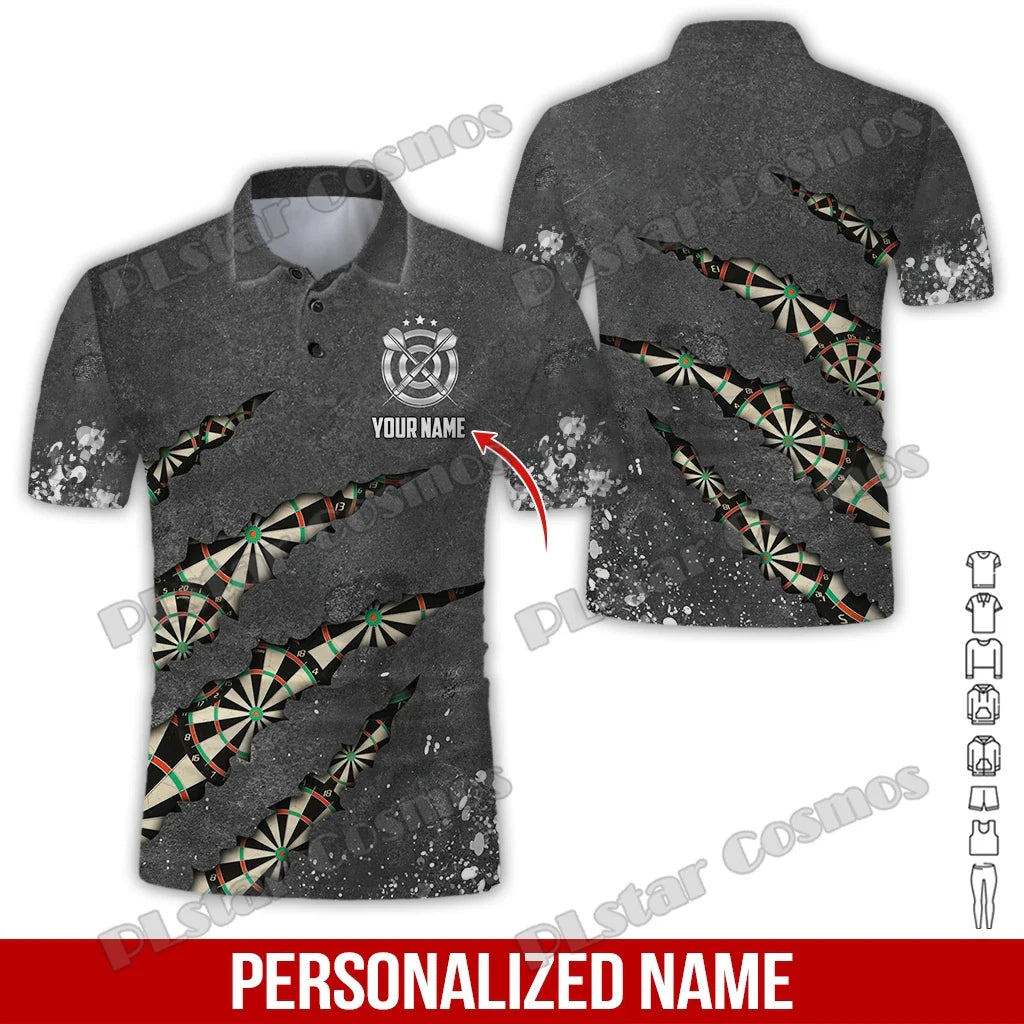 PLstar Cosmos Darts Team Custom Name 3D All Over Printed Premium Men's Polo Shirt Summer Street Casual Short sleeve shirt WK62