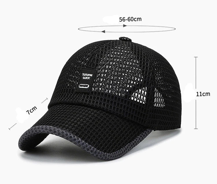 Men's Mesh Baseball Cap Breathable Summer Caps Dad Hat Outdoor Fishing Hats Bone Gorras Snapback Trucker Cap