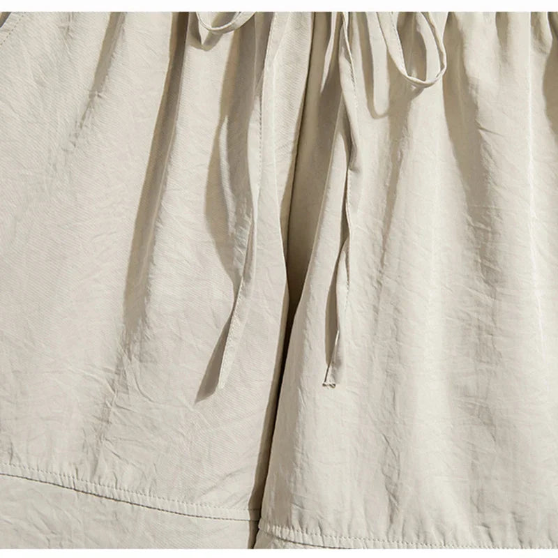Plus Size Summer Shorts For Women 2025 Summer Ice Silk Drawstring Large Size Loose Shorts Women Korean Streetwear Shorts Female