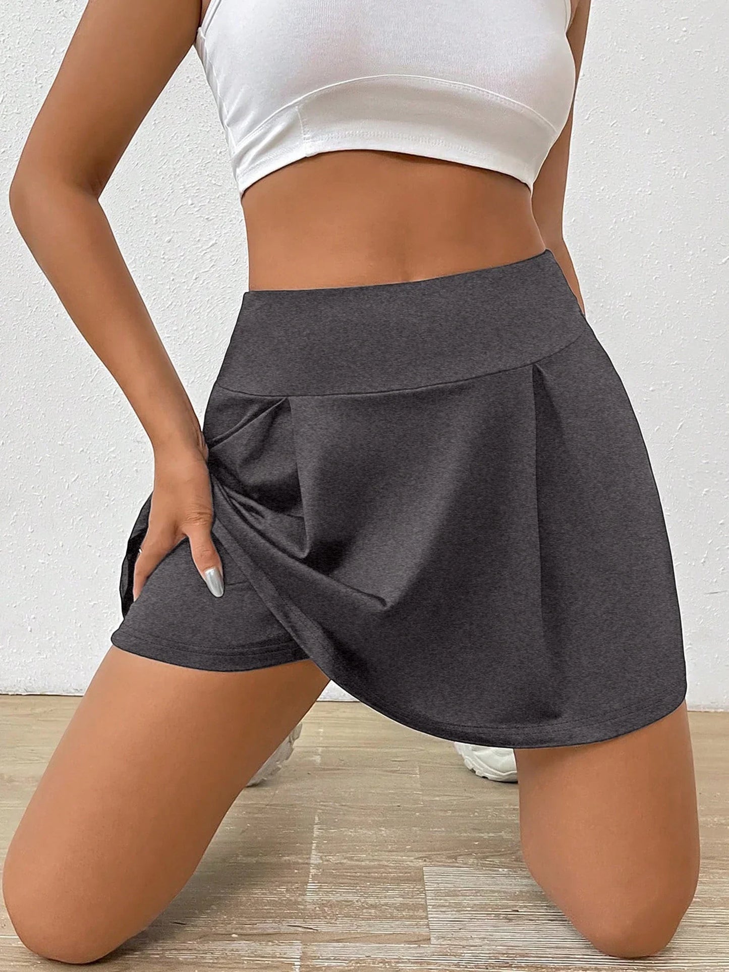 Women's High Waist Pleated Sports Skirt Quick Dry Anti-Exposure with Safety Pants Slim Fit 4-Way Stretch Breathable for Tennis