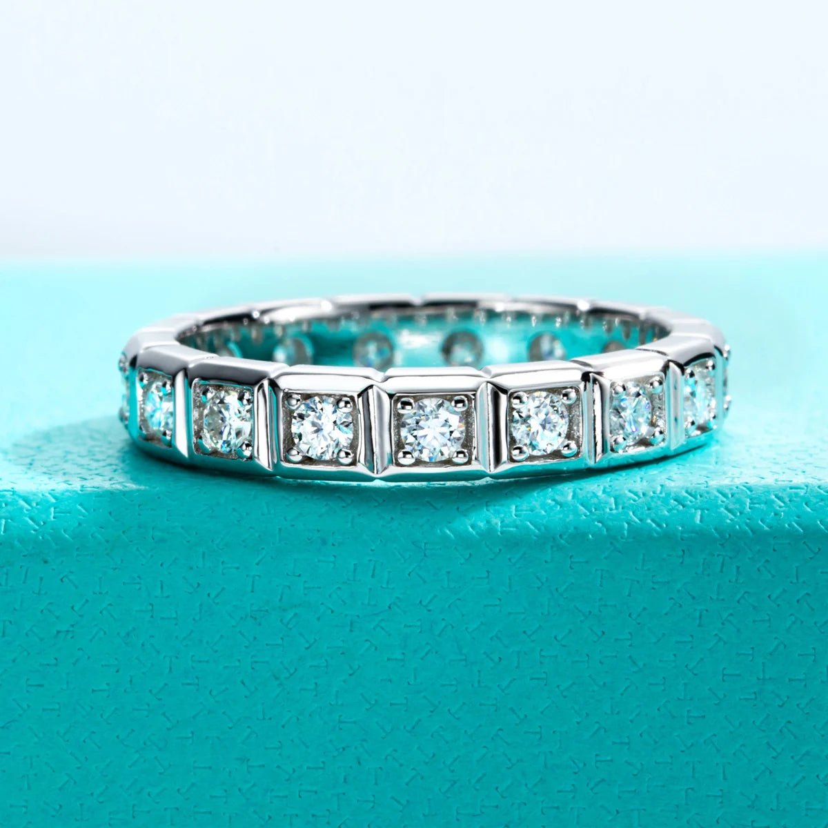 2.2mm D Color Moissanite Princess Eternity Band Ring 925 Sterling Silver Wedding Band For Women Jewelry Wholesale