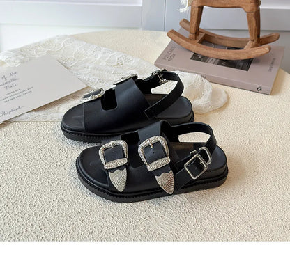 Children Sandals for Girls 2025 Summer New Fashion Korean Style Soft Bottom Anti-slippery Versatile Princess Outside Beach Shoes