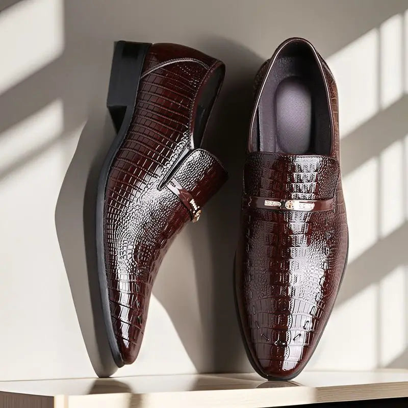Classic Dress Shoes for Men Leather Shoes PU Crocodile Business Casual Formal Sneakers Plus Size Office Wedding Party Oxfords