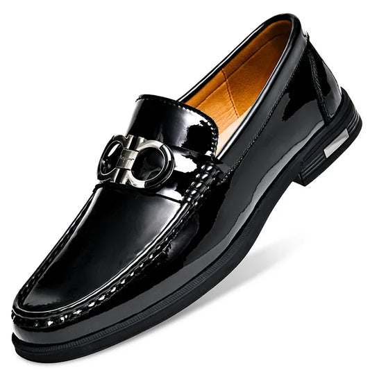 Amazon Plus Size 47cow Leather Men's Shoes Mirror Bright Face Plaid Embossed British Style Casual Business Pants Shoes