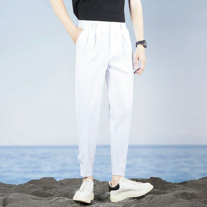 Korean Fashion Summer Men's Casual Harem Pants High Street Loose Bound Feet Sweatpants Male Black Gray White Jogging Trousers