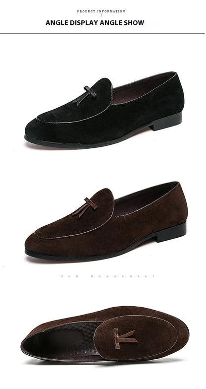 Loafers men Korean version of the trend British fringe men's shoes suede sanded bean shoes a slip-on small leather shoes