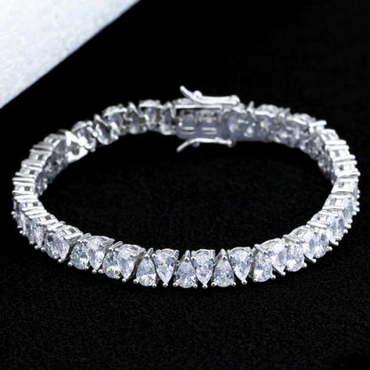3*5mm Pear Cut Moissanite Tennis Bracelet S925 Silver Waterdrop Lab Diamond Bracelet For Women Man Party Fine Jewelry