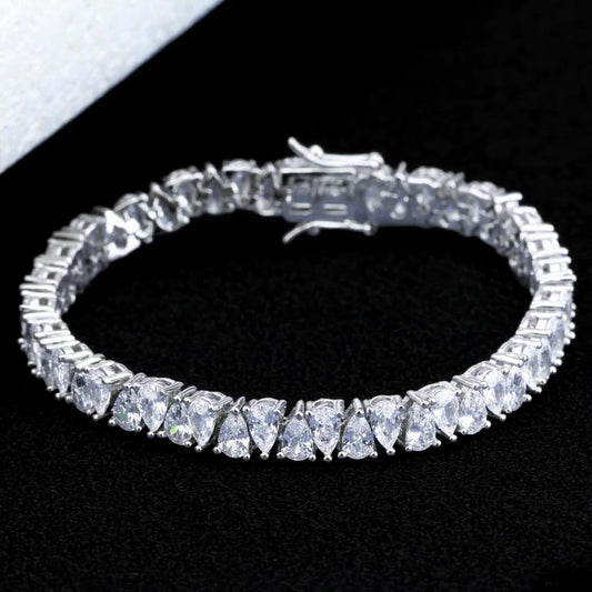 3*5mm Pear Cut Moissanite Tennis Bracelet S925 Silver Waterdrop Lab Diamond Bracelet For Women Man Party Fine Jewelry