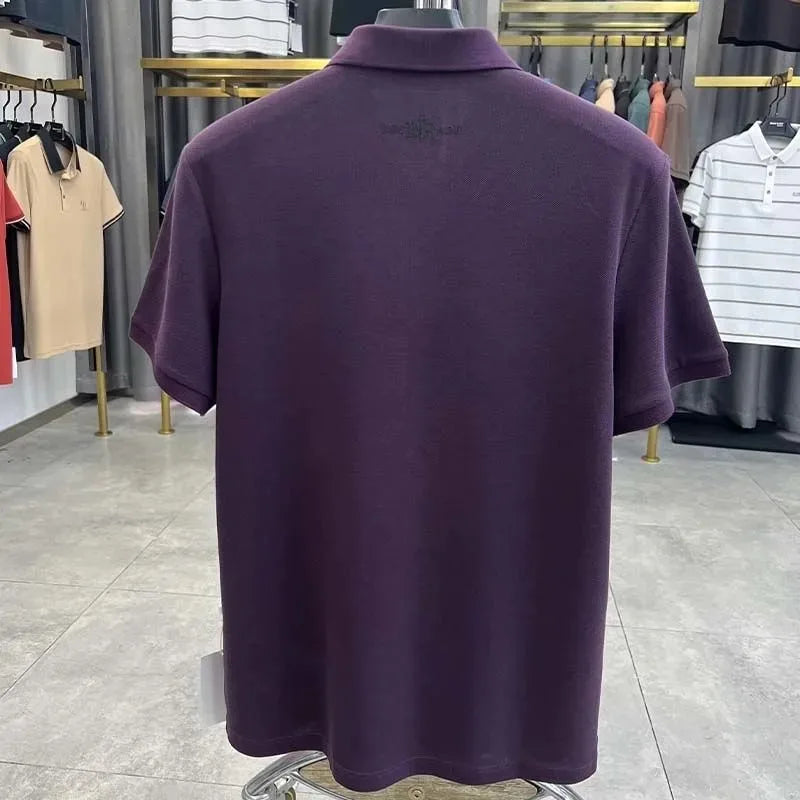 Designer brand 100%cotton short sleeve polo shirt summer trend letter embossed lapel top casual golf T-shirt business men's wear