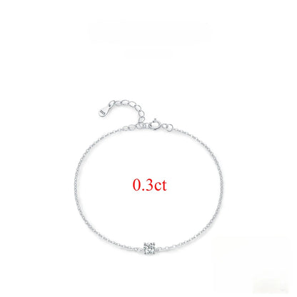 Trendy 0.1-0.5CT Moissanite Bracelets for Women Elegant Lab Diamond Adjustable Chain 925 Sterling Silver Wedding Jewelry