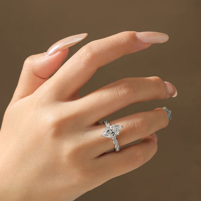 3.0CT Marquise Cut Moissanite Engagement Rings For Women 14*7mm Lab Diamond S925 Sterling Silver Wedding Party Jewelry