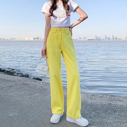 High Waist Women's Jeans Draping Slimming Long Pants