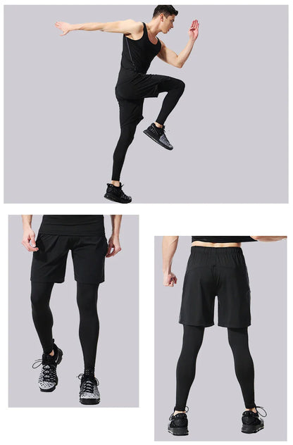 Men's compression sports pants fast drying fitness sports pants running tight pants training tight pants black red gray line