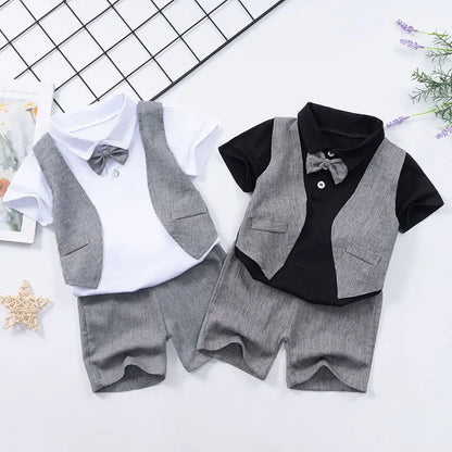 Baby Boys Short Sleeve Shirt + Shorts Suits Summer Birthday Party Clothes Sets 1 2 3 4 Years Kids Cotton Clothing Outfits