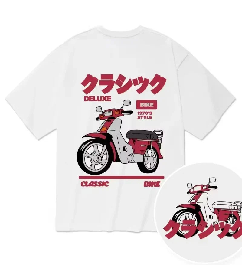 2026 Summer Fashion Men's and Women's Motorcycle T-shirt Summer New Crew Neck Punk Casual Trend Retro Short-sleeved Top