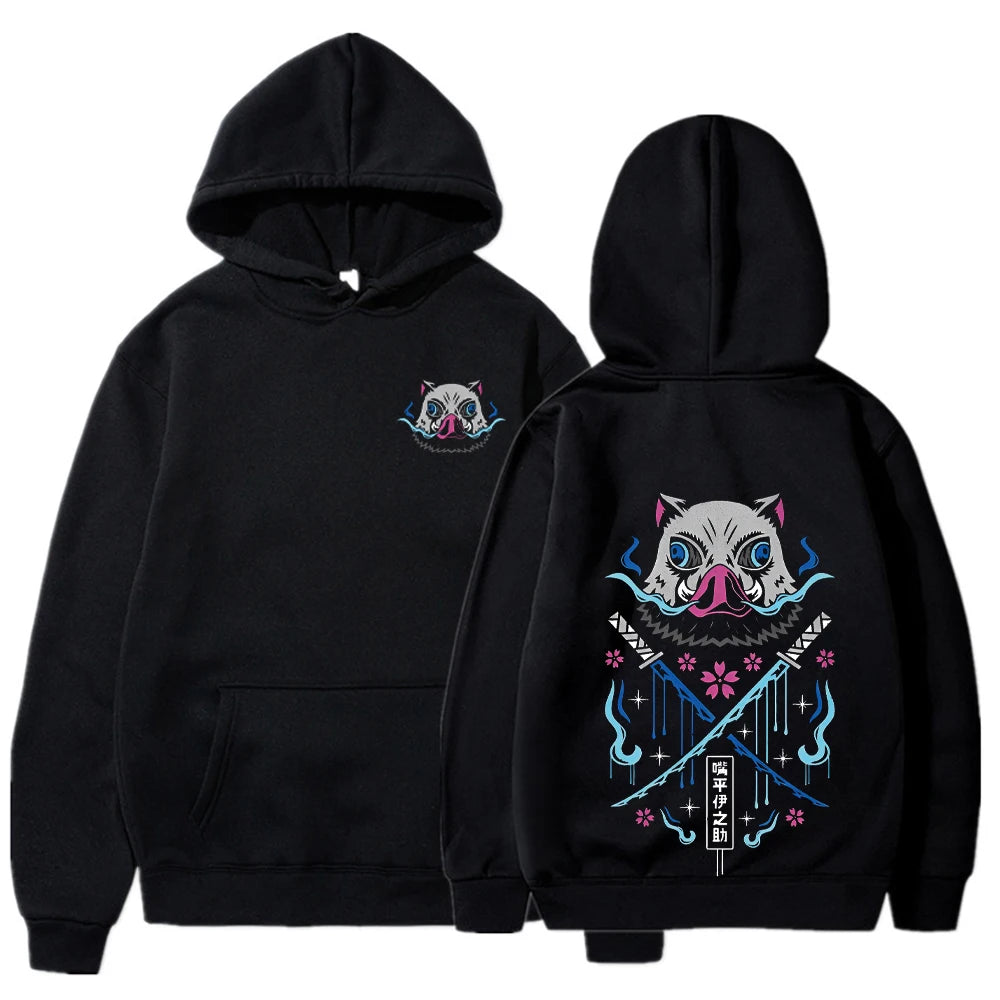 Anime Hoodies Men Women Kimetsu no Yaiba Kawaii Manga Sweatshirts Gothic Harajuku Hooded Pullover Casual Streetwear