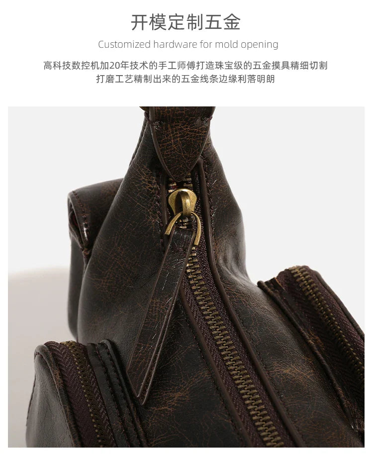 Small Double Pockets Shoulder Bags for Women 2024 New Fashion Trend Designer Underarm Bag Female Handbags and Purses Retro