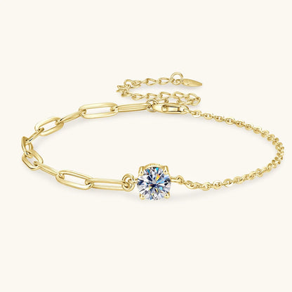 Certified 1CT Round Moissanite Solitaire Bracelet S925 Silver Plated 18K Gold D VVS Lab Diamond WristChain Jewelry Gift