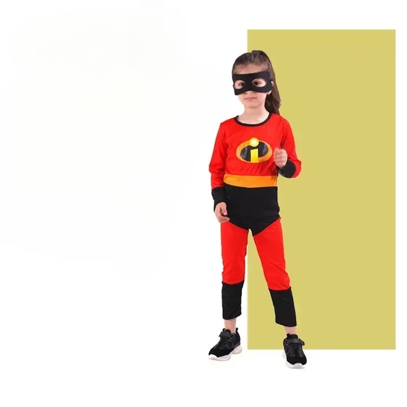 Anime Girl Mr Incredible 2 Cosplay Costume Gilr Halloween Costumes Boy Superhero Fancy Dress Up Red Jumpsuit with Mask