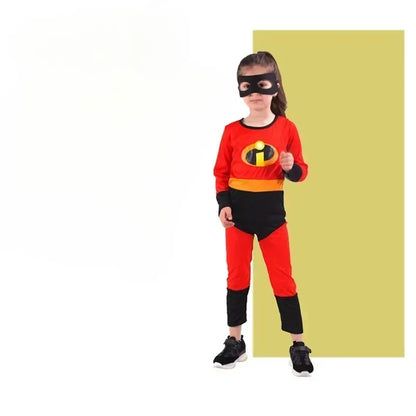 Anime Girl Mr Incredible 2 Cosplay Costume Gilr Halloween Costumes Boy Superhero Fancy Dress Up Red Jumpsuit with Mask