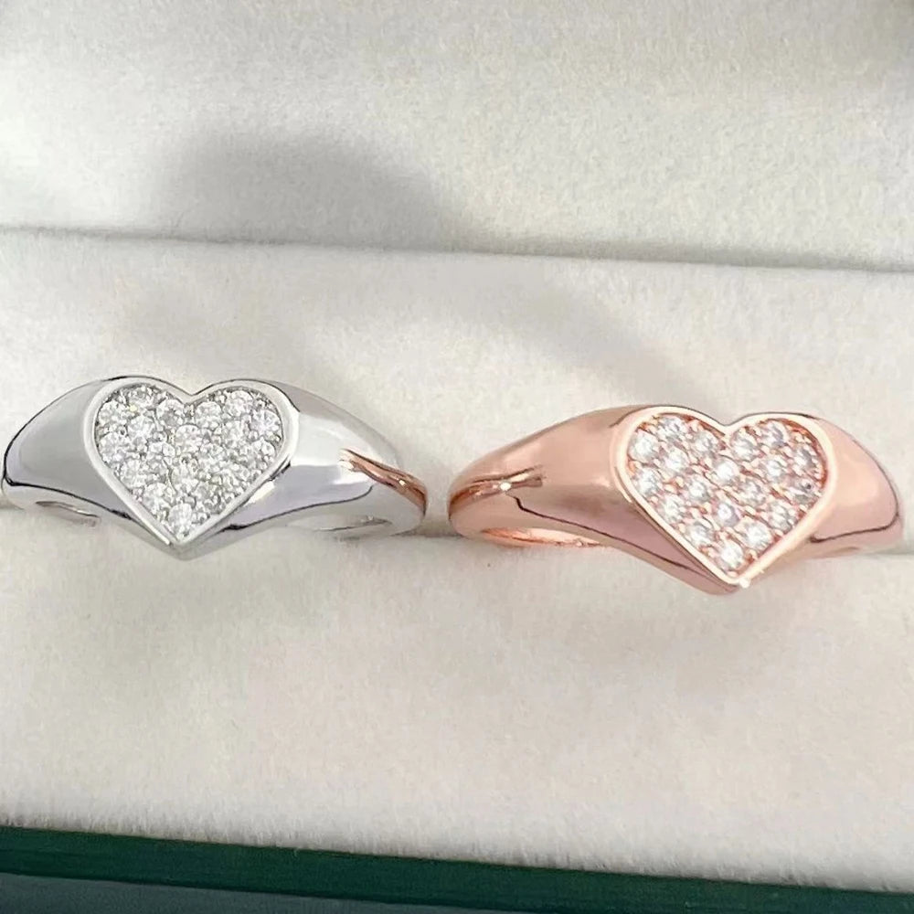 D VVS1 Heart Moissanite Engagement Ring 925 Sterling Silver Plated 18k White Gold Diamond Rings for Women Brithday Gift