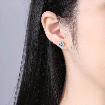Moissanite Stud Earrings for Women 925 Sterling Silver Green Blue Pink Red Black Blue Sparkling Moissanite Studs Earring