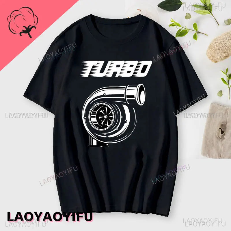 New Boost Turbo Engine Printing T-Shirt Car Parts Funny Mechanic Cotton Teemen 2024 Summer Fashion Top Personality Mans Clothing