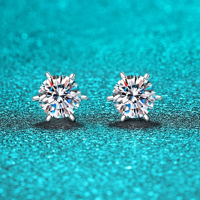 0.3-2ct GRA Moissanite Stud Earrings for Women Colorless Sparkling Wedding Ear Studs 100% S925 Sterling Silver Jewelry