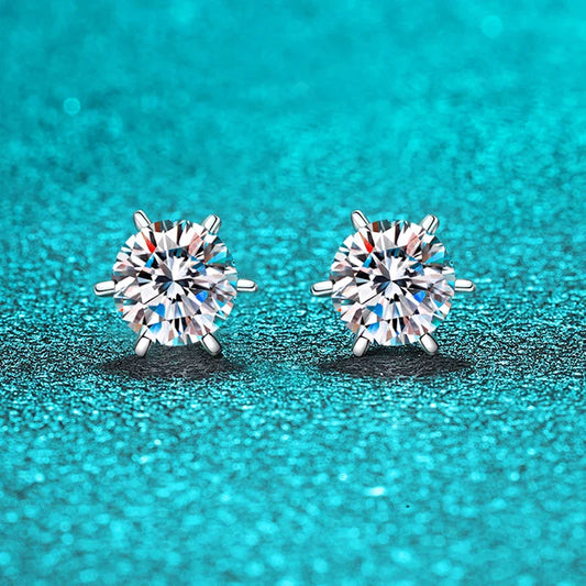 0.3-2ct GRA Moissanite Stud Earrings for Women Colorless Sparkling Wedding Ear Studs 100% S925 Sterling Silver Jewelry