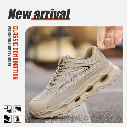 Men's safety shoes are super lightweight, breathable, comfortable, anti smashing, plastic toe protection and work shoes