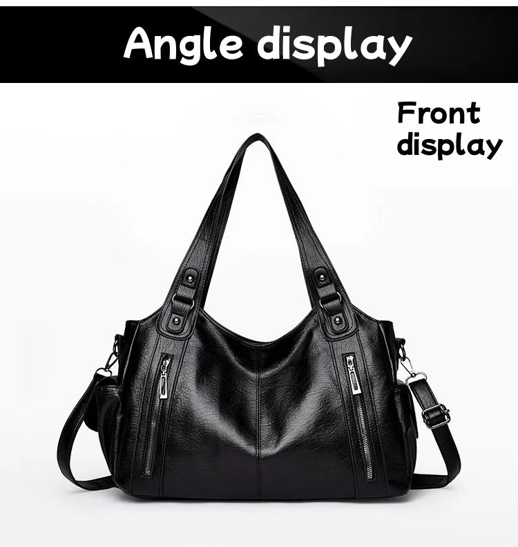 Pu shoulder bag fashionable temperament zipper opening design daily commuter handbag