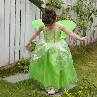 Girls Tinkerbell Fairy Dresses LED Light Up for Girls Costume Kids Cosplay Flower Fairy Princess Clothes Christmas Party Outfit