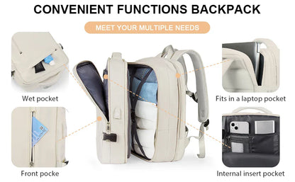 Travel Backpack for Women Expandable Weekender Hiking Laptop Backpack with USB Port Large Waterproof 40L Men's Backpack