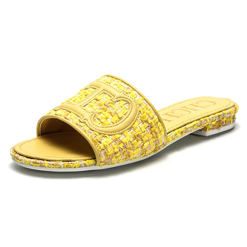 Women's Slippers New Fabric Fashion Flat Sandals Business Banquet Women's Shoes