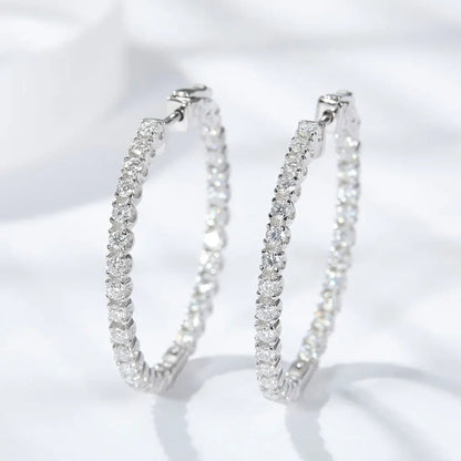 D VVS1 Moissanite Hoop Earrings for Women Sparking Diamond with GRA Original s925 Sterling Silver Plated 18k Earring