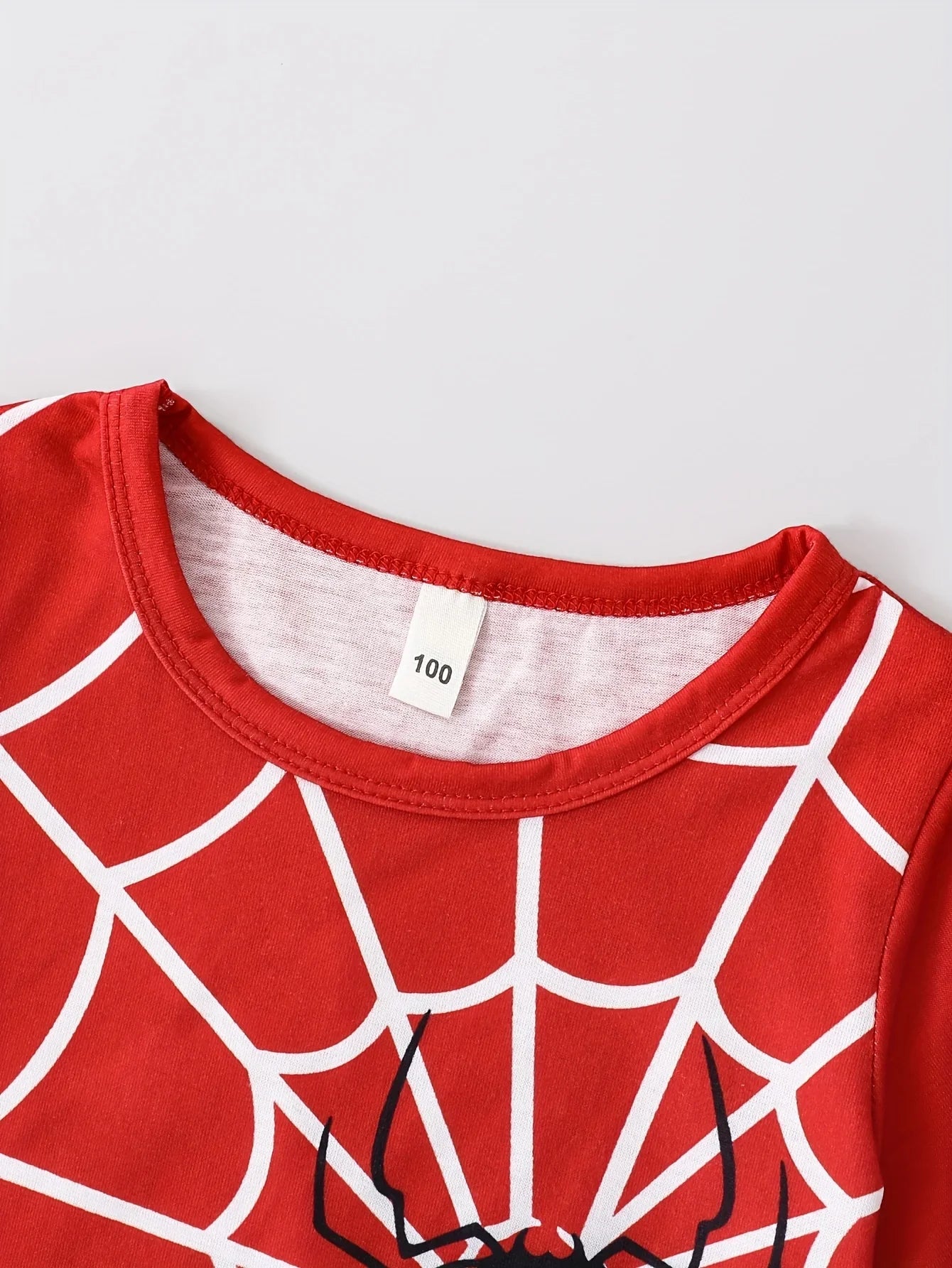 Boys summer "Spider Web" fashionable personality trend pattern round neck short sleeves & shorts & spider bag three-piece set