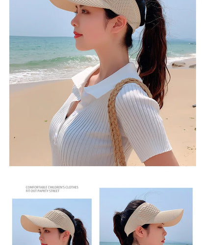Anti-UV Sun Hats Breathable Adjustable Empty Top Visor Caps for Men