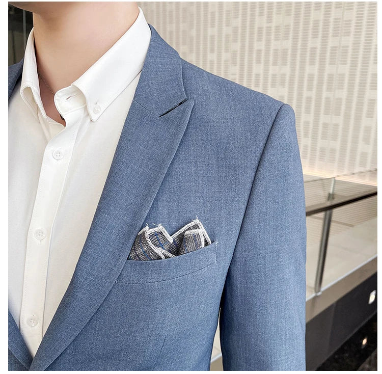 Conjunto de Terno Masculino de Negócios Slim Fit Três Peças 2025 de Alto Padrão Estilo Coreano para Casamento Noivo Festa Terno Colete Calças M-4XL