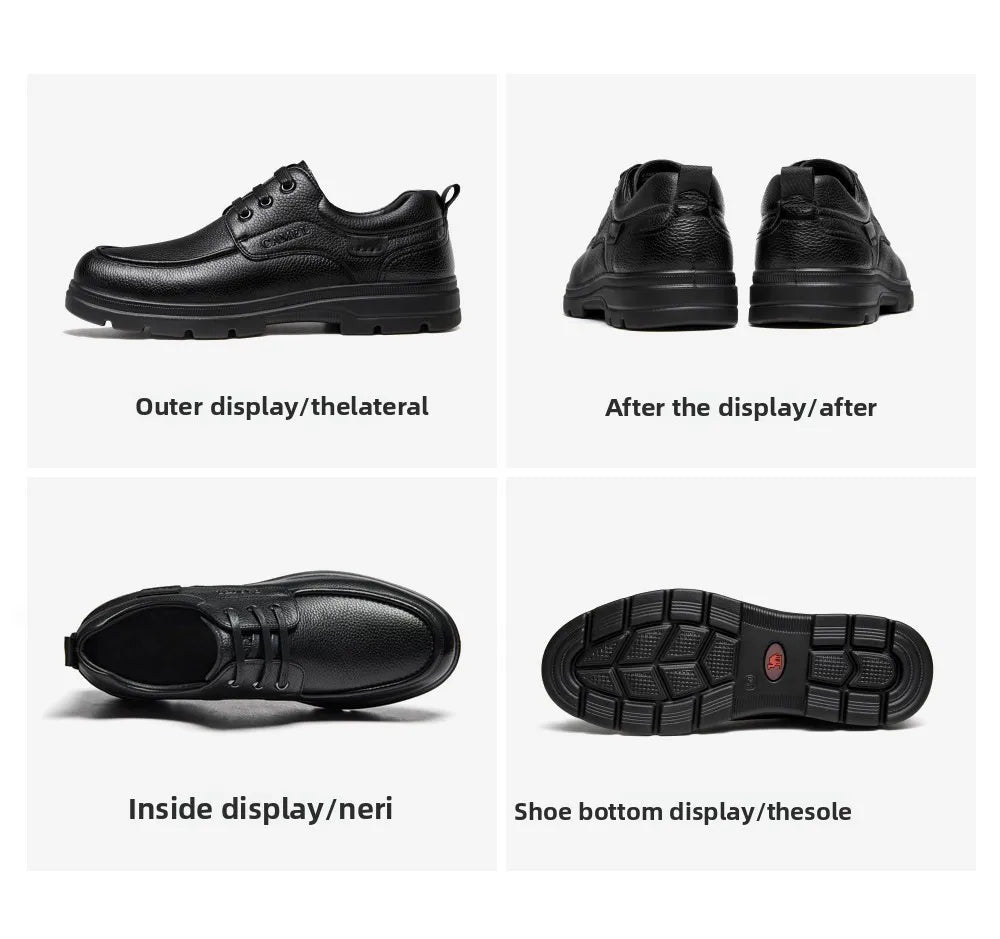 Golden Camel Men's Shoes 2026 New Business Casual Soft Sole Leather Shoes Brand Design Soft Soles Non-slip Velvet Warm Loafers
