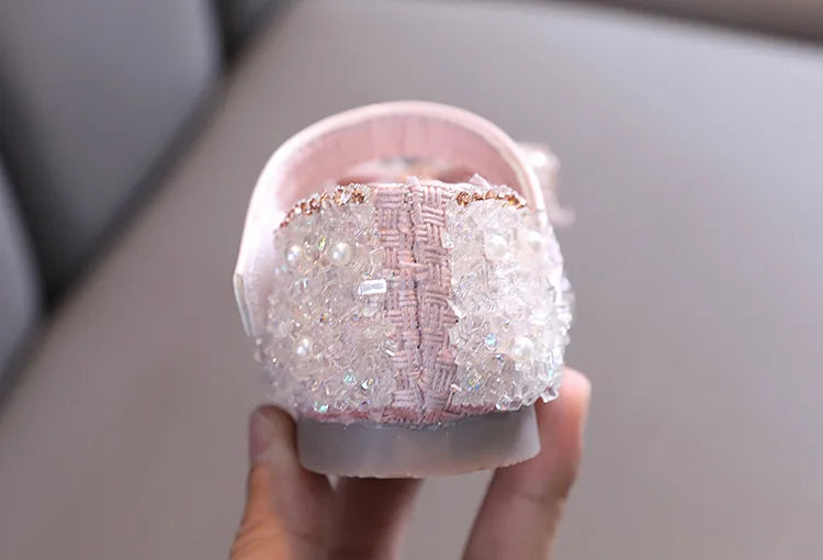 Children Princess Shoes Glitter Party Wedding Shoes for Girls Fashion Rhinestone Toddlers Ballet Flats Causal Kids Leather Shoes
