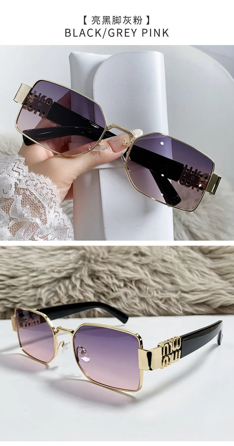 New Fashion Metal Box Women's Sunglasses High Quality High Sense Trend Street Sun Glasses Girls Sunshade Glasses UV400