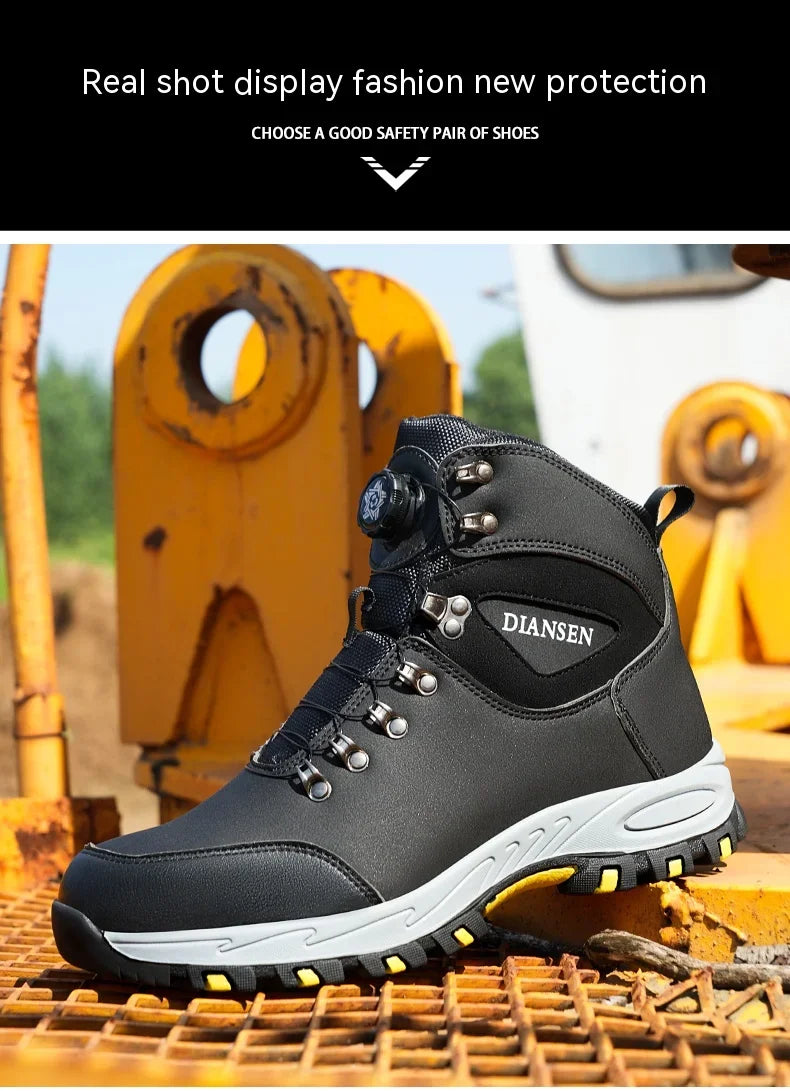 Puncture-Proof Protective Shoes Work Boots Tactical Boots Rotating Button Safety Shoes Men Work Sneakers Indestructible Shoes