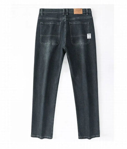 Men's Spring Autumn Soft Baggy Jeans Casual Straight Stretch Wide-Leg Business Denim Pants Versatile Comfortable Loose Trousers