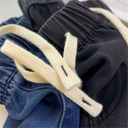 Trendy Straight Leg Jeans Women's Casual Loose Fit Slimming Summer Hot Sale Of The Season New Style Elastic Waist Student Fashio