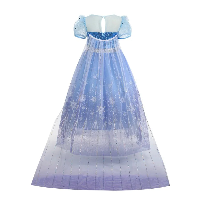 Girls Frozen 2 Elsa Anna Princess Mesh Sequin Clothes Kids Cosplay Snow Queen Costumes Carnival Birthday Party Elsa Gowns