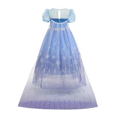 Girls Frozen 2 Elsa Anna Princess Mesh Sequin Clothes Kids Cosplay Snow Queen Costumes Carnival Birthday Party Elsa Gowns